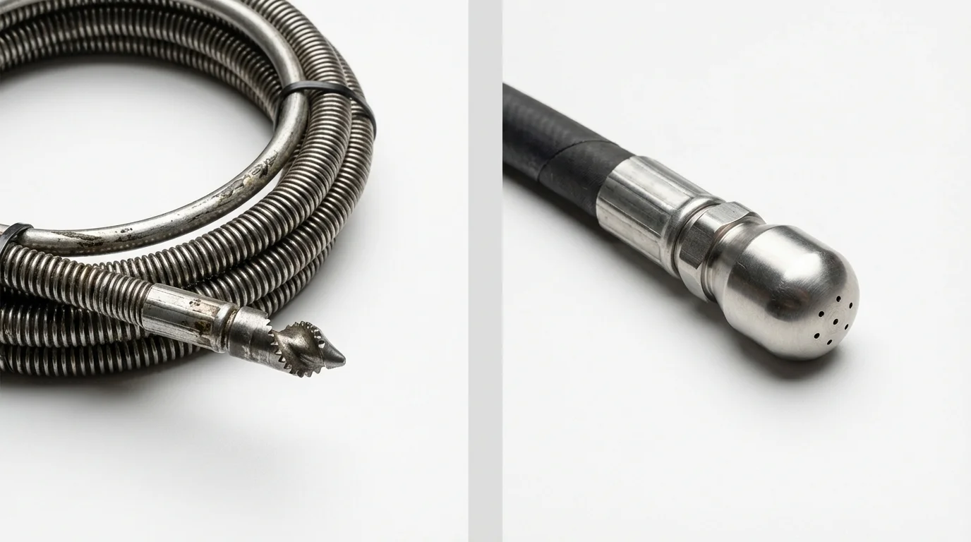 Drain snake cable and hydro jetting nozzle used for drain cleaning in Mount Vernon, TX